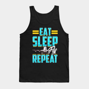 Eat Sleep Fly Repeat Airplane Pilot Aviation Pun Tank Top